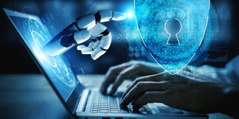 3D rendering artificial intelligence AI research of robot and cyborg development for future of people living. Digital data mining and machine learning technology design for computer brain.